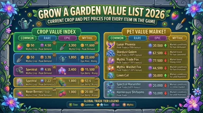 Grow a Garden Value List 2026